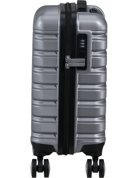 Valise sous-siège 45 cm roues amovibles American Tourister Flashline Sky Silver, vue de profil