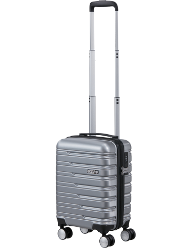 Valise sous-siège 45 cm roues amovibles American Tourister Flashline Sky Silver, poignée télescopique déployée