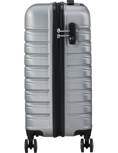 Valise cabine 55 cm largeur 35 cm American Tourister Flashline Sky Silver, vue de profil