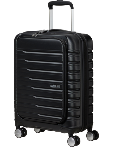 Valise cabine Easy Access 55 cm American Tourister Flashline Shadow Black, vue de trois quarts