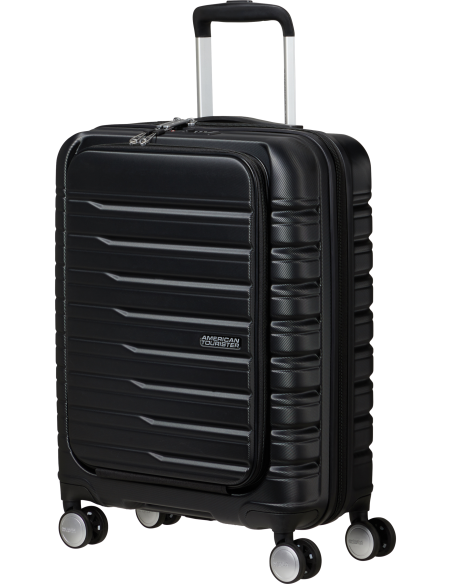 Valise cabine Easy Access 55 cm American Tourister Flashline Shadow Black, vue de trois quarts