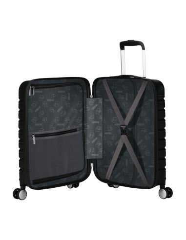 Valise cabine Easy Access 55 cm American Tourister Flashline Shadow Black, intérieur ouvert et rangements