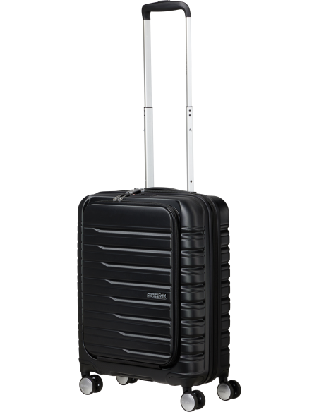 Valise cabine Easy Access 55 cm American Tourister Flashline Shadow Black, poignée télescopique déployée