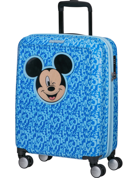 Valise cabine 55 cm American Tourister Funlight Disney Mickey Lenticular Blue, vue de trois quarts