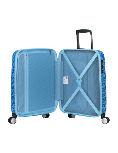 Valise cabine 55 cm American Tourister Funlight Disney Mickey Lenticular Blue, intérieur ouvert et rangements