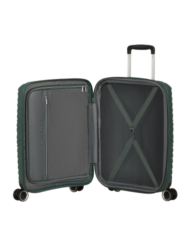 Valise cabine extensible 55 cm American Tourister Flytwist Afterdark Pine, intérieur ouvert et rangements