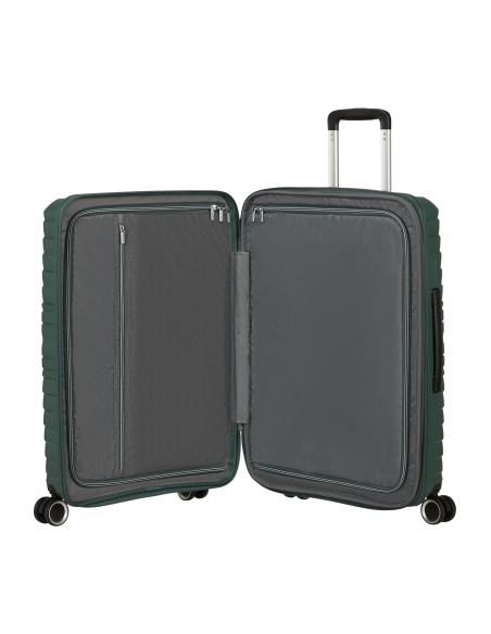 Valise soute extensible 67 cm American Tourister Flytwist Afterdark Pine, intérieur ouvert et rangements
