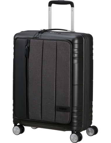 Valise cabine extensible 55 cm American Tourister Hello Cabin Grey Melange, vue de trois quarts