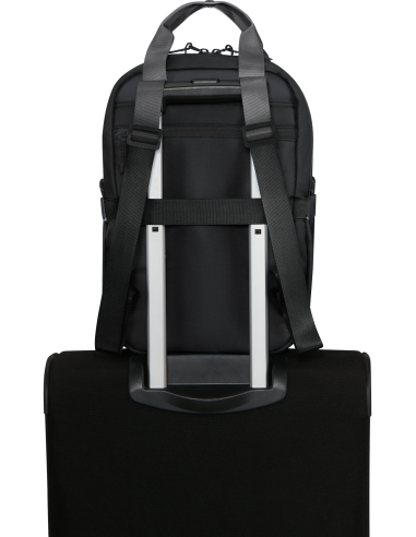 Sac à dos S 35 cm American Tourister Minima Noir, passant fixé sur une valise