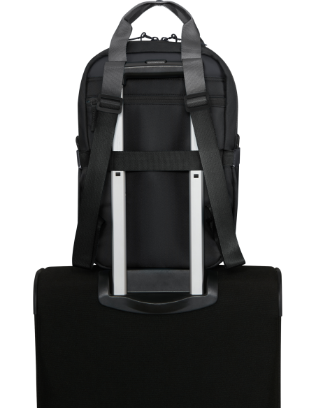 Sac à dos S 35 cm American Tourister Minima Noir, passant fixé sur une valise