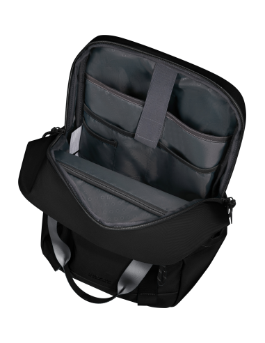 Sac à dos PC M 15,6 pouces American Tourister Minima Noir, intérieur ouvert et rangements
