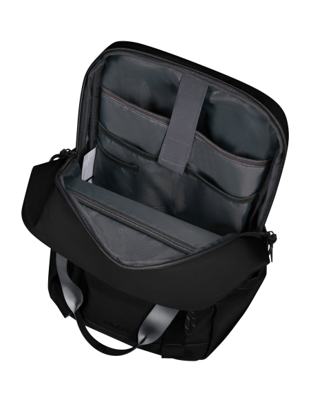 Sac à dos PC M 15,6 pouces American Tourister Minima Noir, intérieur ouvert et rangements