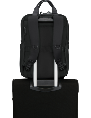 Sac à dos PC M 15,6 pouces American Tourister Minima Noir, passant fixé sur une valise