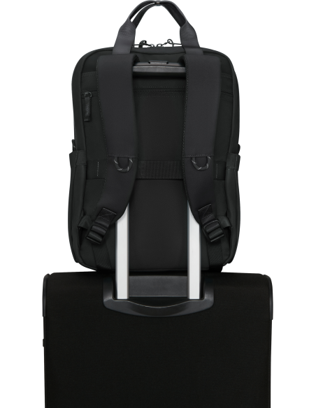 Sac à dos PC M 15,6 pouces American Tourister Minima Noir, passant fixé sur une valise