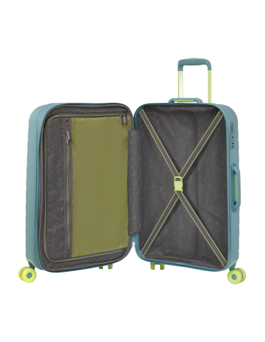 Valise soute extensible 67 cm American Tourister Neovibe Muted Mint, intérieur ouvert et rangements