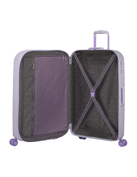 Valise soute extensible 78 cm American Tourister Neovibe Fresh Lilac, intérieur ouvert et rangements