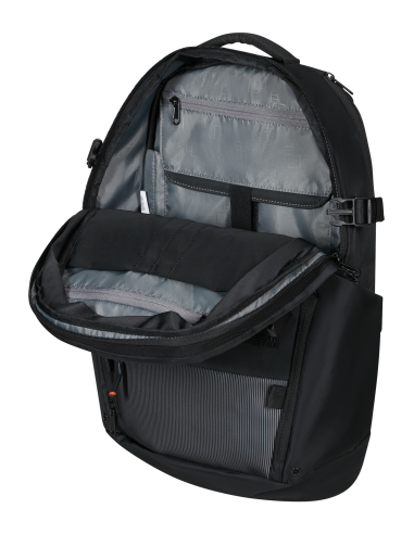 Sac à dos PC extensible 15,6 pouces American Tourister Pacepro Flash Black, intérieur ouvert et rangements