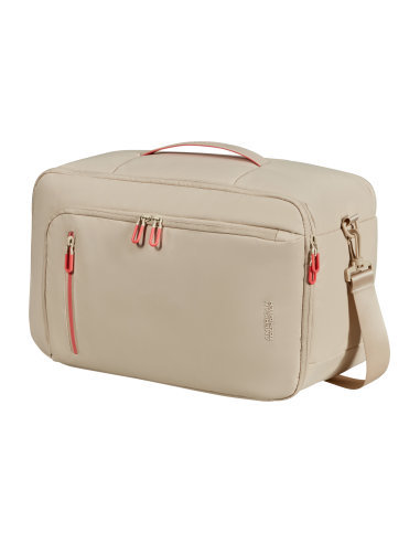 Sac cabine 3-en-1 PC 14 pouces American Tourister Puffypop Beige, vue de trois quarts