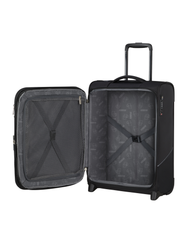 Valise cabine 2 roues 55 cm American Tourister SummerRide Noir, intérieur ouvert et rangements