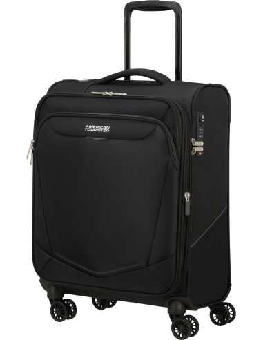 Valise cabine 4 roues 55 cm American Tourister SummerRide Noir, vue de trois quarts