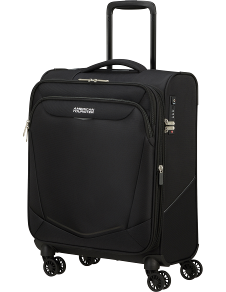 Valise cabine 4 roues 55 cm American Tourister SummerRide Noir, vue de trois quarts