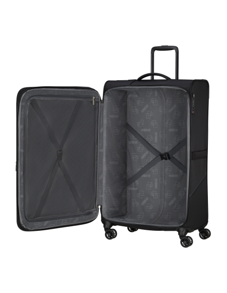 Valise soute XL 80 cm American Tourister SummerRide Noir, intérieur ouvert et rangements