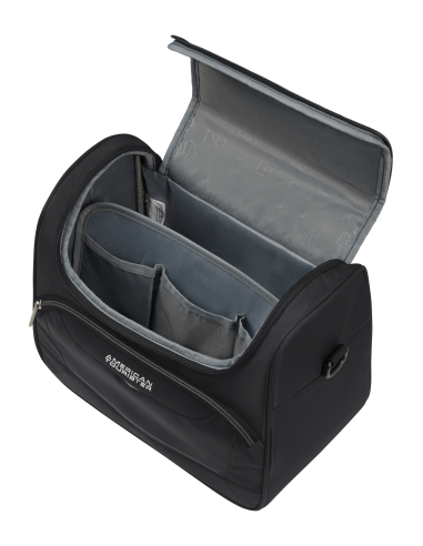 Vanity 32 cm American Tourister SummerRide Noir, intérieur ouvert et rangements