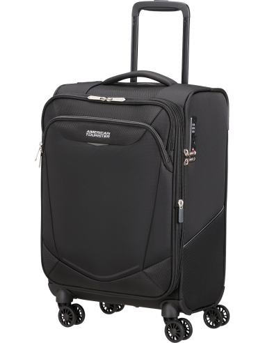 Valise cabine 55 cm largeur 35 cm American Tourister SummerRide Noir, vue de trois quarts