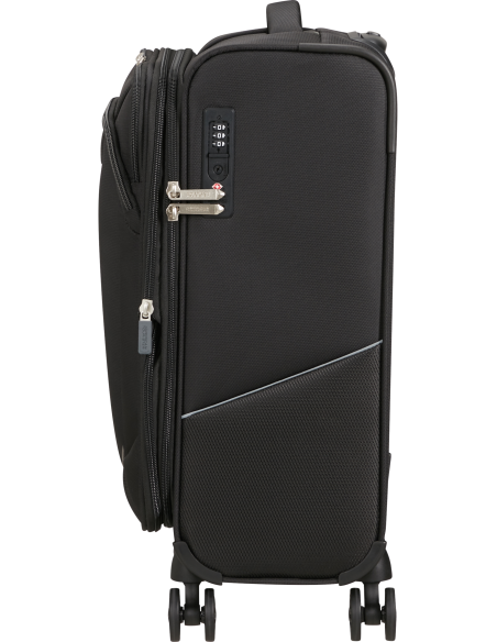 Valise cabine 55 cm largeur 35 cm American Tourister SummerRide Noir, vue de profil