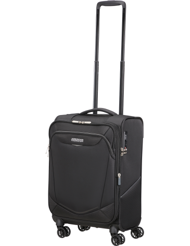 Valise cabine 55 cm largeur 35 cm American Tourister SummerRide Noir, poignée télescopique entièrement sortie