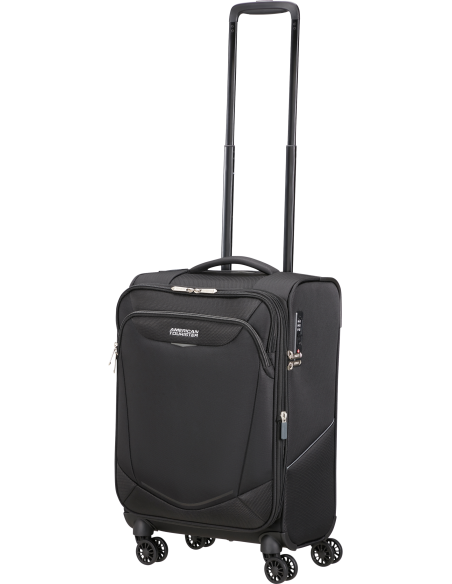 Valise cabine 55 cm largeur 35 cm American Tourister SummerRide Noir, poignée télescopique entièrement sortie