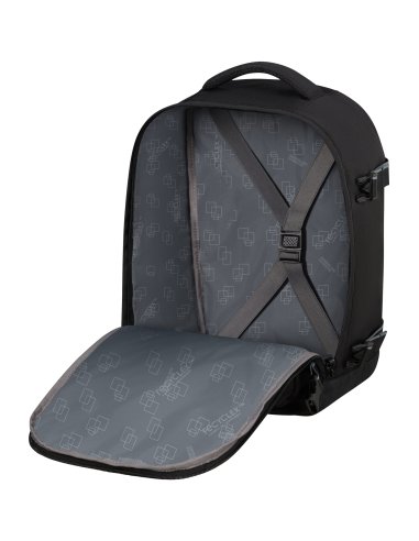 Sac à dos S 40 cm American Tourister Take2cabin Noir, compartiment ouvert et sangles