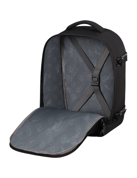 Sac à dos S 40 cm American Tourister Take2cabin Noir, compartiment ouvert et sangles
