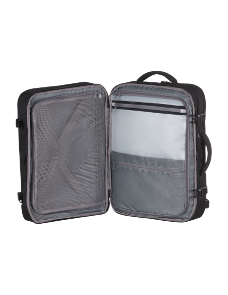 Sac à dos L extensible PC 17,3 pouces American Tourister Take2cabin Noir, compartiment ouvert et sangles