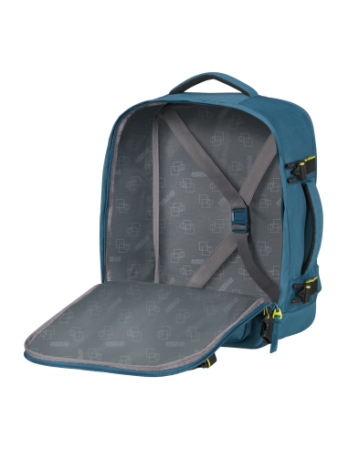 Sac à dos Sport S/M PC 15,6 pouces American Tourister Take2cabin Harbor Blue, compartiment ouvert et sangles