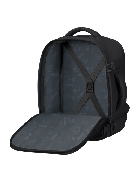 Sac à dos Mono S/M PC 15,6 pouces American Tourister Take2cabin Noir, compartiment ouvert et sangles