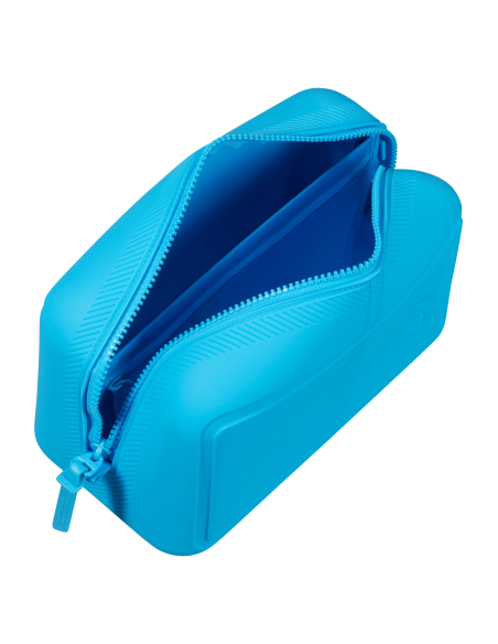 Trousse de toilette silicone 25 cm American Tourister Urban Groove Azure Blue, compartiment ouvert et sangles