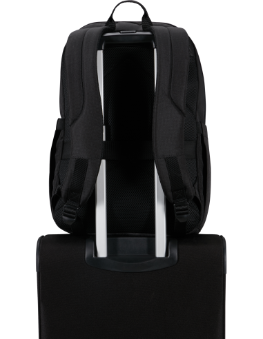 Sac à dos multipoches PC 15,6 pouces American Tourister Urban Groove Noir, passant sur une valise
