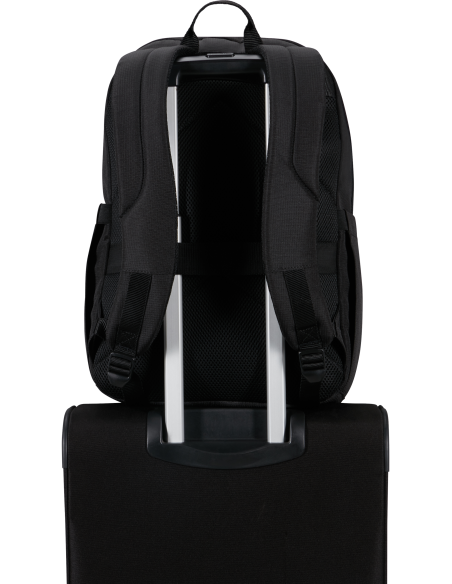 Sac à dos multipoches PC 15,6 pouces American Tourister Urban Groove Noir, passant sur une valise