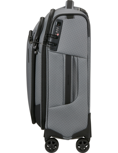 Valise 55 cm Samsonite Respark LTD Charcoal Amber, profil avec serrure TSA
