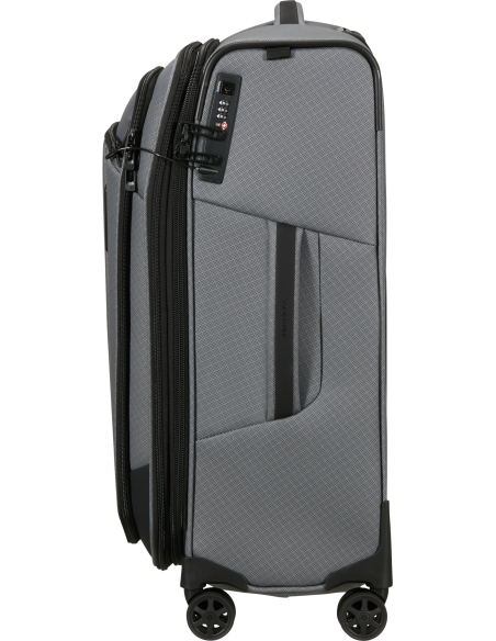 Valise 67 cm Samsonite Respark LTD Charcoal Amber, profil avec serrure TSA