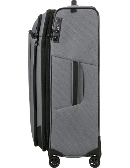 Valise 79 cm Samsonite Respark LTD Charcoal Amber, profil avec serrure TSA