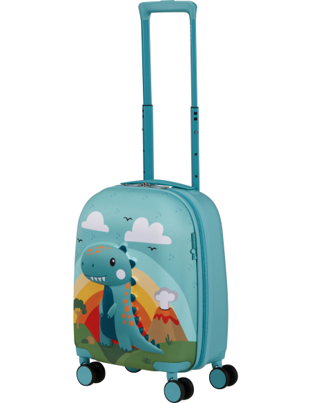 Valise enfant 4 roues 47 cm American Tourister Wondertrips Dino, poignée télescopique déployée