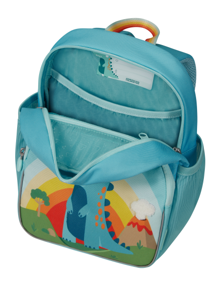 Mini sac à dos enfant 27 cm American Tourister Wondertrips Dino, compartiment ouvert et rangements
