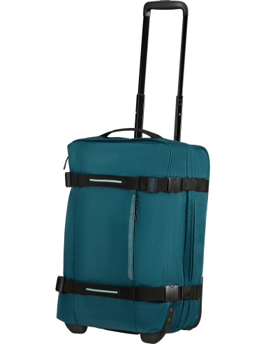 Sac de voyage 2 roues 55 cm American Tourister Urban Track Totally Teal, poignée télescopique déployée