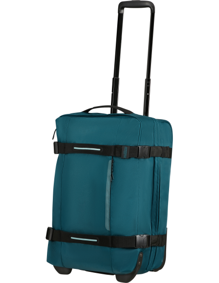 Sac de voyage 2 roues 55 cm American Tourister Urban Track Totally Teal, poignée télescopique déployée