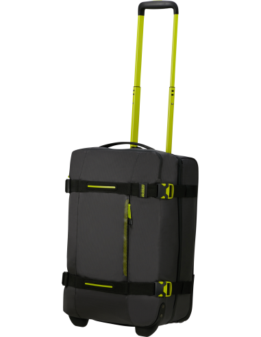 Sac de voyage Coated 55 cm American Tourister Urban Track Black/Lime, poignée télescopique déployée