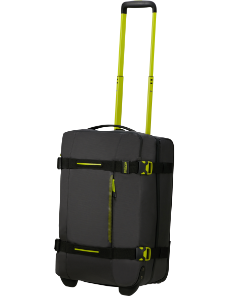 Sac de voyage Coated 55 cm American Tourister Urban Track Black/Lime, poignée télescopique déployée