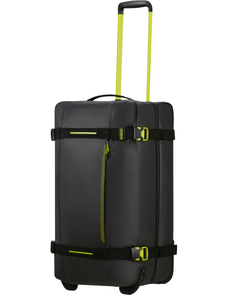 Sac de voyage Coated 68 cm American Tourister Urban Track Black/Lime, poignée télescopique déployée