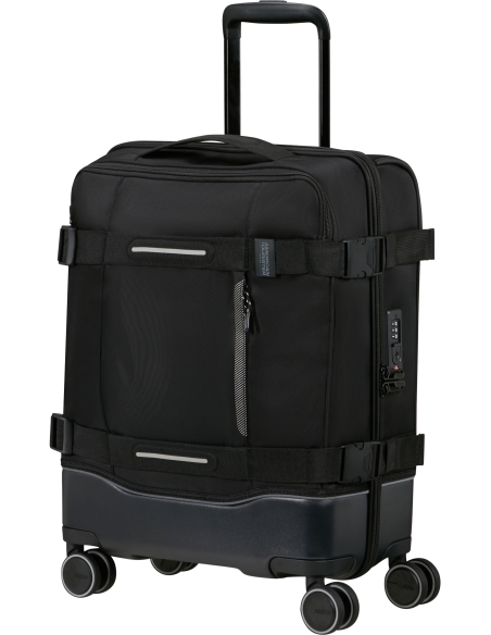 Valise cabine 4 roues 55 cm American Tourister Urban Track Asphalt Black, vue de trois quarts